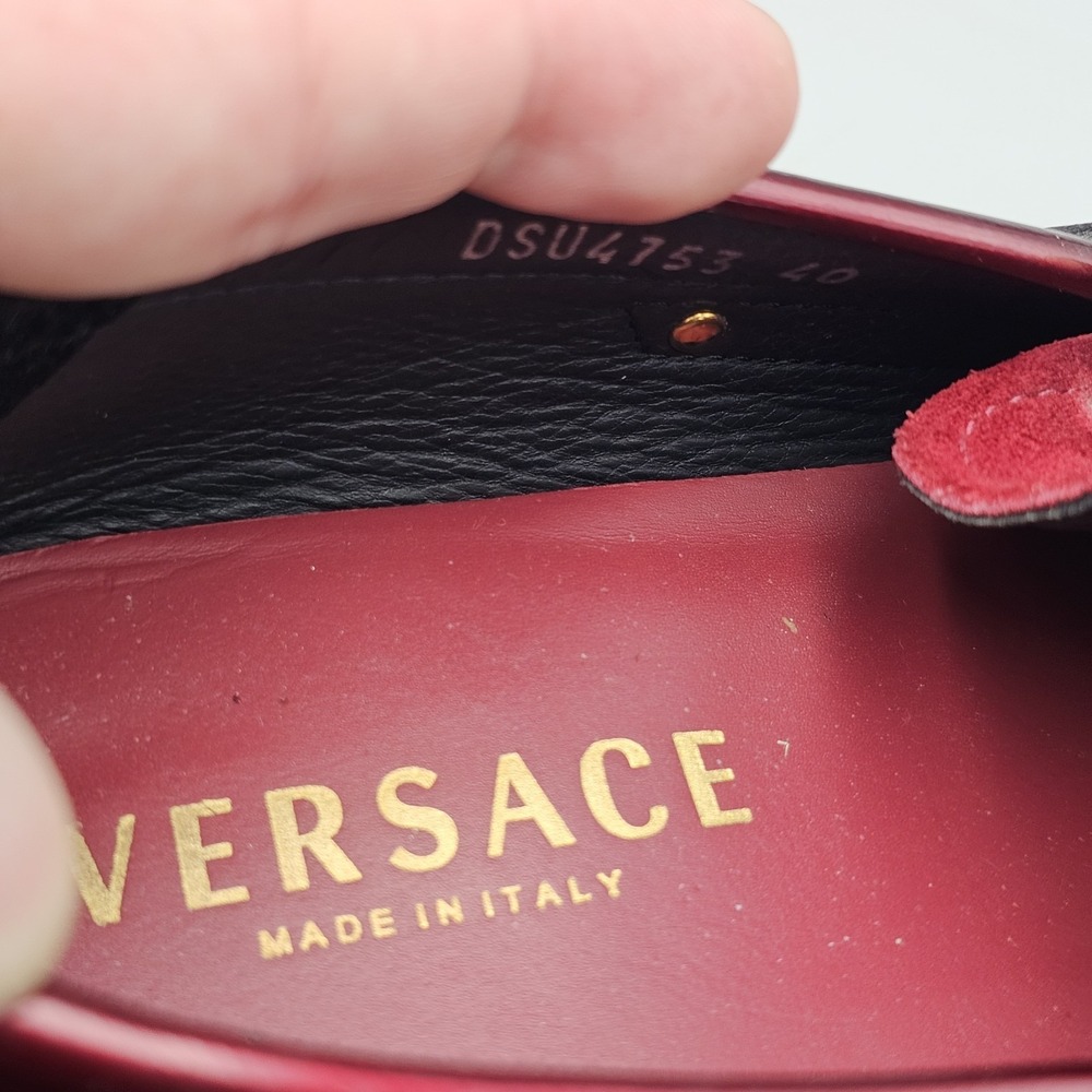 Versace Mens Size 40/ 7 US EUC Medusa Medallion Burgundy Suede & Leather Loafers - Picture 8 of 8